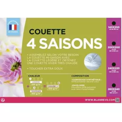 Couette 4 saisons BLANREVE - Made in France Couette 4 saisons BLANREVE - Made in France