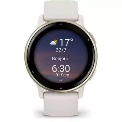 Montre GPS connectée GARMIN Vivoactive 5 - WiFi - Crème Doré - Bracelet Beige
