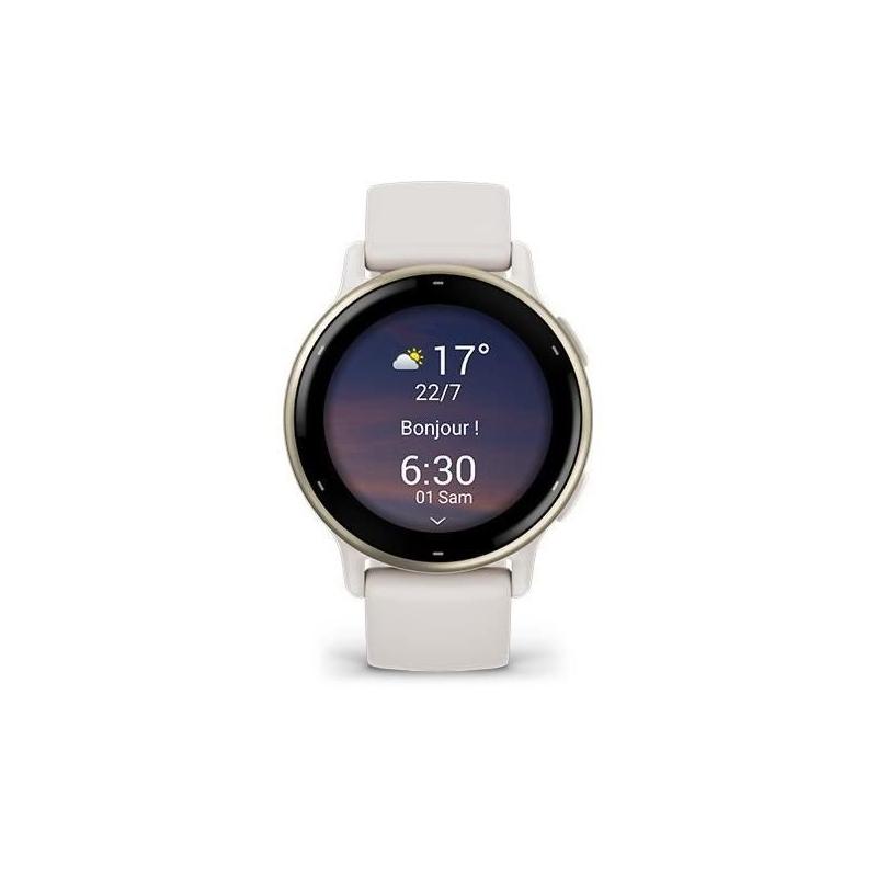 Montre GPS connectée GARMIN Vivoactive 5 - WiFi - Crème Doré - Bracelet Beige