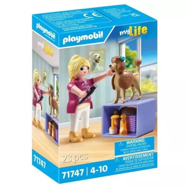 PLAYMOBIL 71747 Toiletteuse avec caniche et accessoires, My Life, 23 pieces, Des 4 ans