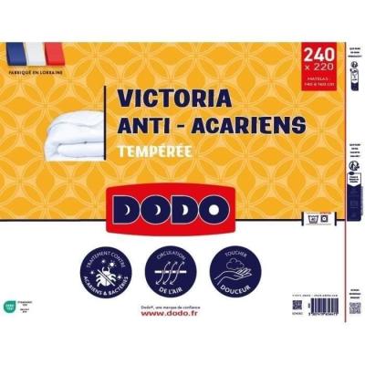 Couette tempérée 300gr/m² anti-acariens VICTORIA 220x240 cm blanc