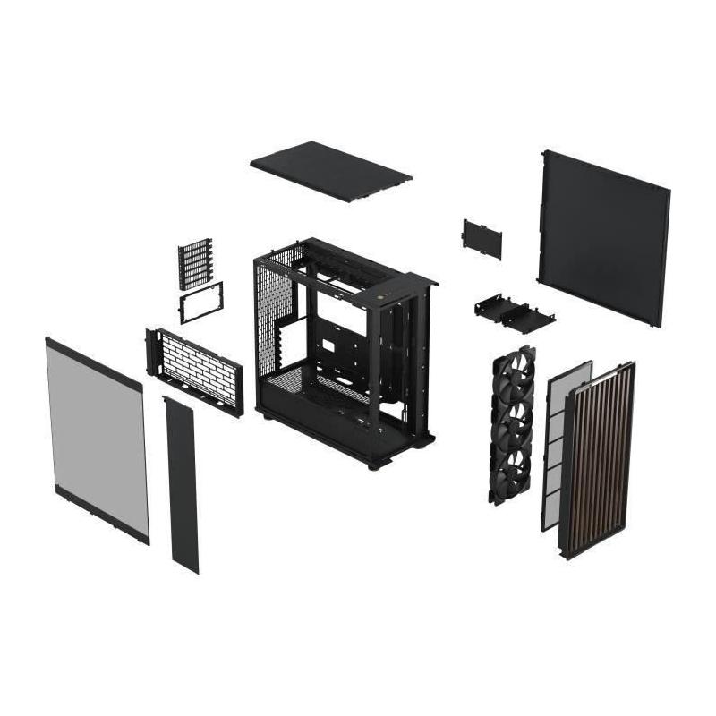 Boîtier PC élégant en bois et alliage - FRACTAL DESIGN - North XL Charcoal Black TG Dark