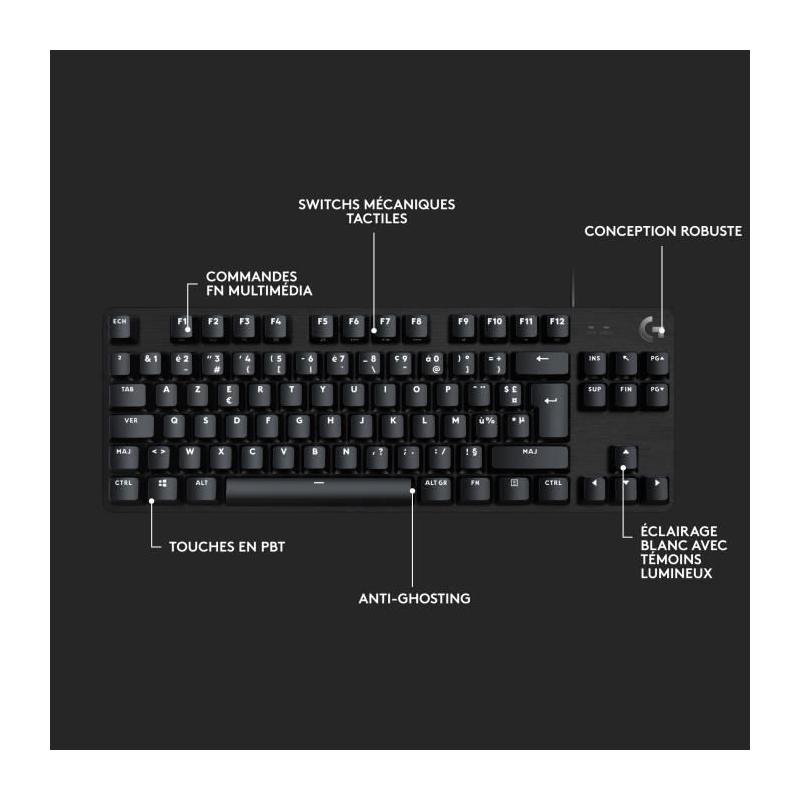 Clavier gamer Logitech G413 TKL SE - Noir - Compact