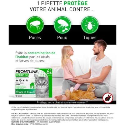 Protégez vos Chats et Furets avec FRONTLINE Combo - 6 pipettes