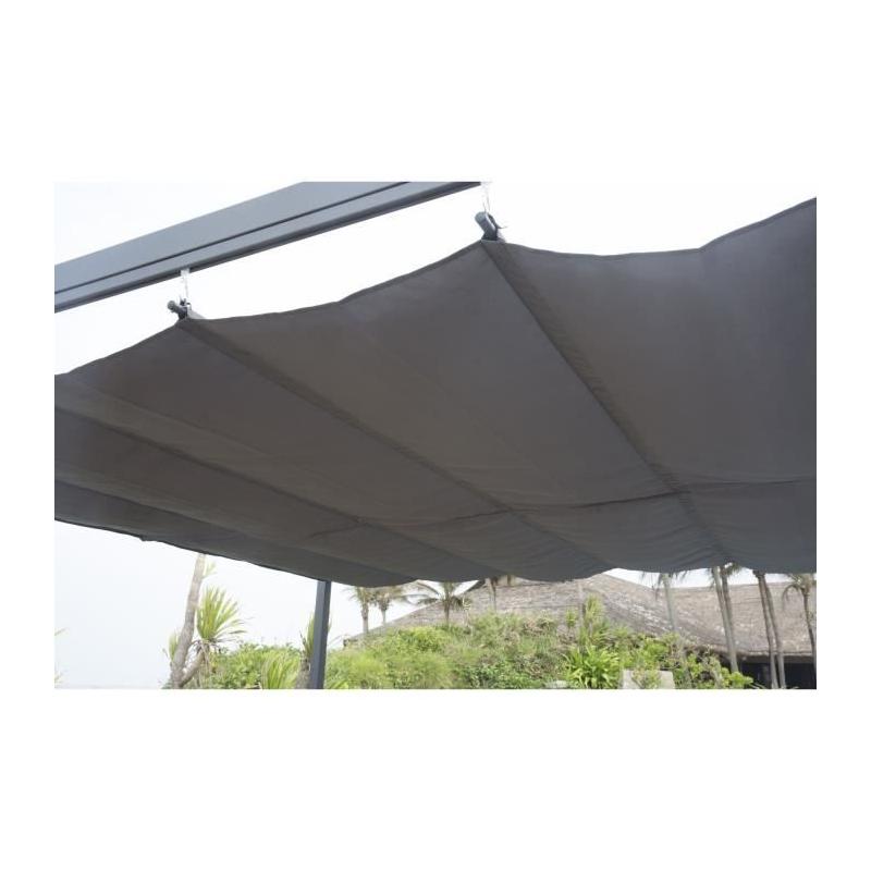 Pergola KIBA avec toit déroulant - Gris - 3 x 3 m : Facile à monter