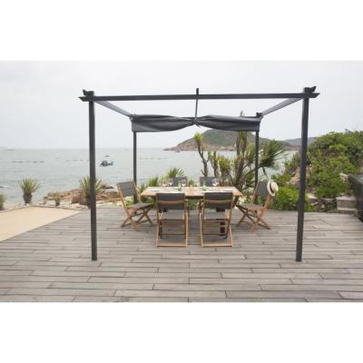 Pergola KIBA avec toit déroulant - Gris - 3 x 3 m : Facile à monter