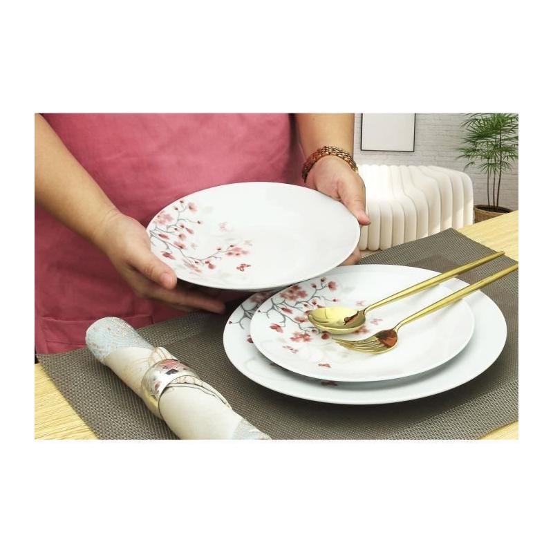 Ensemble de Table 18 pièces Porcelaine Papillons Rouge