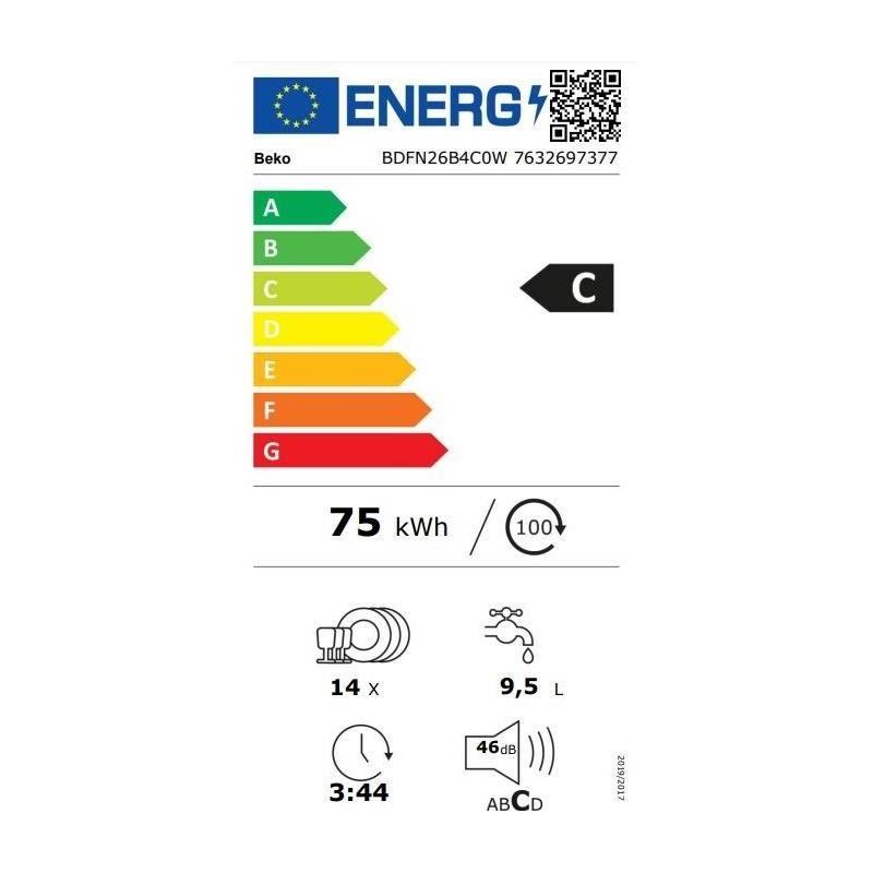 Lave-vaisselle BEKO BDFN26B4C0W: Performances Induction 14 couverts