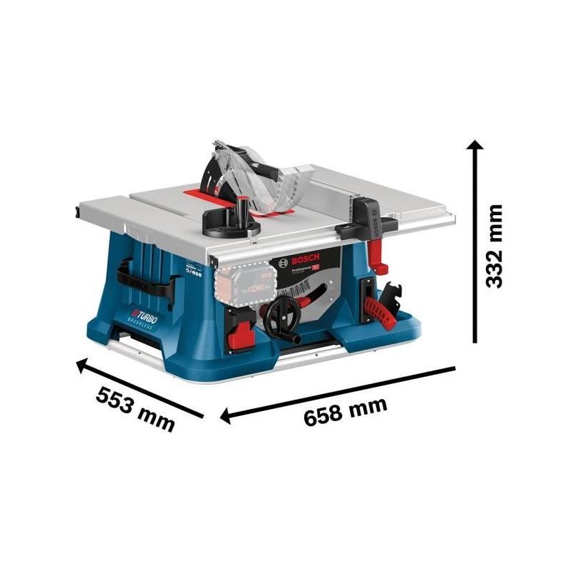 Scie sur table Bosch Professional GTS 18V-216 BITURBO+GTA 56 - Puissante et Sans Fil