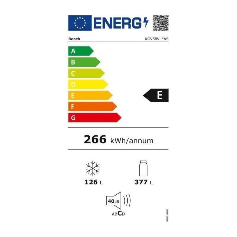 Réfrigérateur combiné BOSCH KGV58VLEAS 500L - Froid low frost - Inox