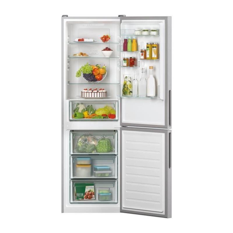 Réfrigérateur combiné 341L CANDY - Argent compact et efficace!