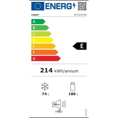 Réfrigérateur combiné CANDY CCT3L517ES - Classe E - 260 L - Gris