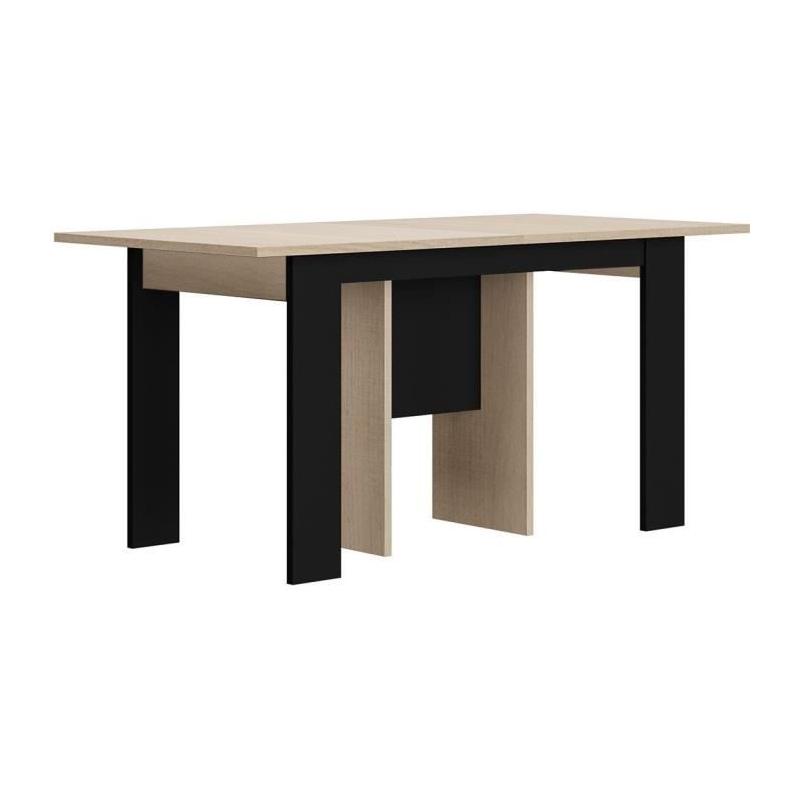 Table console extensible DIAGONE EXIT Chene clair/Noir - Jusqu'a 14 couverts