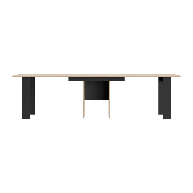 Table console extensible DIAGONE EXIT Chene clair/Noir - Jusqu'a 14 couverts