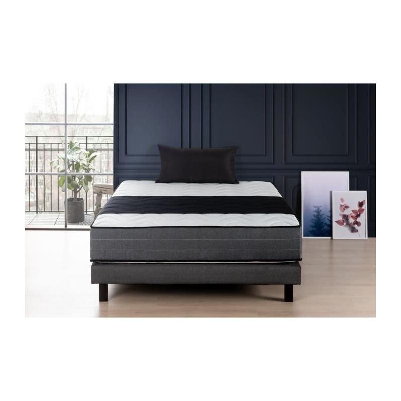 Ensemble matelas + sommier 140x190 cm - Mémoire de forme - 28cm - 5 zones
