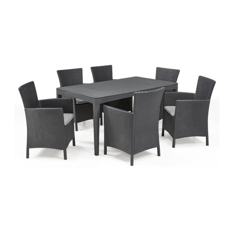 Table de jardin rectangulaire en résine graphite pour 6 personnes - Girona - Allibert by KETER