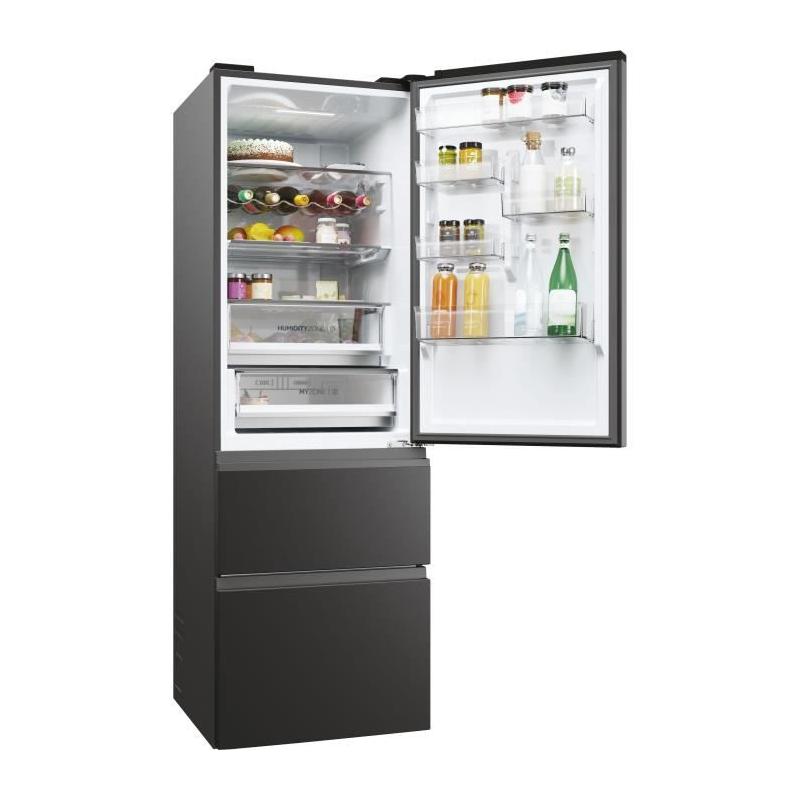 Réfrigérateur Combiné HAIER 3D 60 Series 5 HTW5618ENPT Noir - 360 L