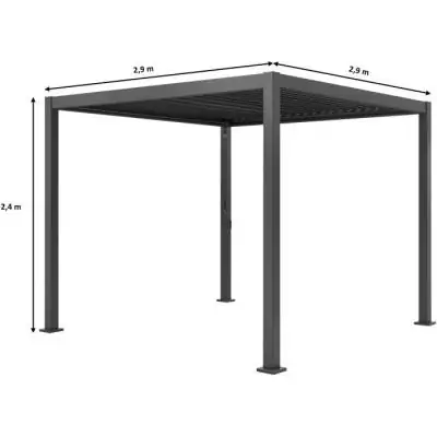 Pergola bioclimatique GAYA - Aluminium/acier - 290x290xH240 cm - Gris Pergola bioclimatique GAYA - Aluminium/acier - 290x290xH240 cm - Gris