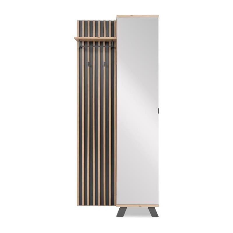 Vestiaire avec miroir MEDAN 42A - Anthracite / Chene artisan • 80 x 190 x 37 cm