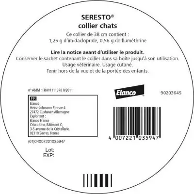 Collier Antipuces et Antitiques Seresto - Protection 7 à 8 mois