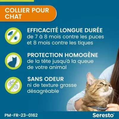 Collier Antipuces et Antitiques Seresto - Protection 7 à 8 mois
