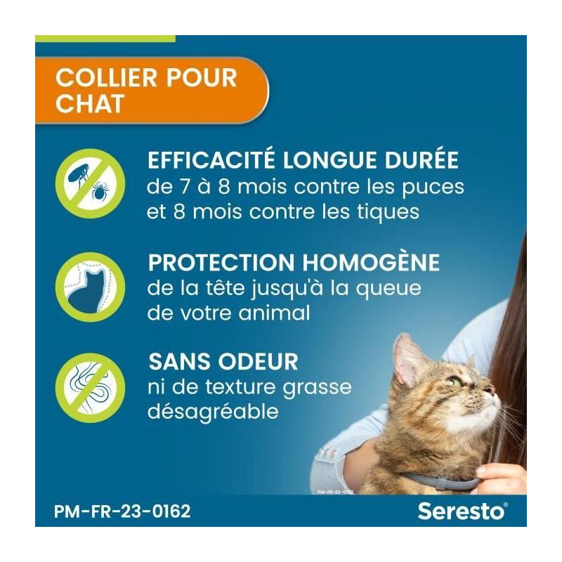 Collier Antipuces et Antitiques Seresto - Protection 7 à 8 mois