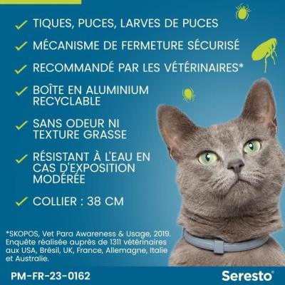 Collier Antipuces et Antitiques Seresto - Protection 7 à 8 mois