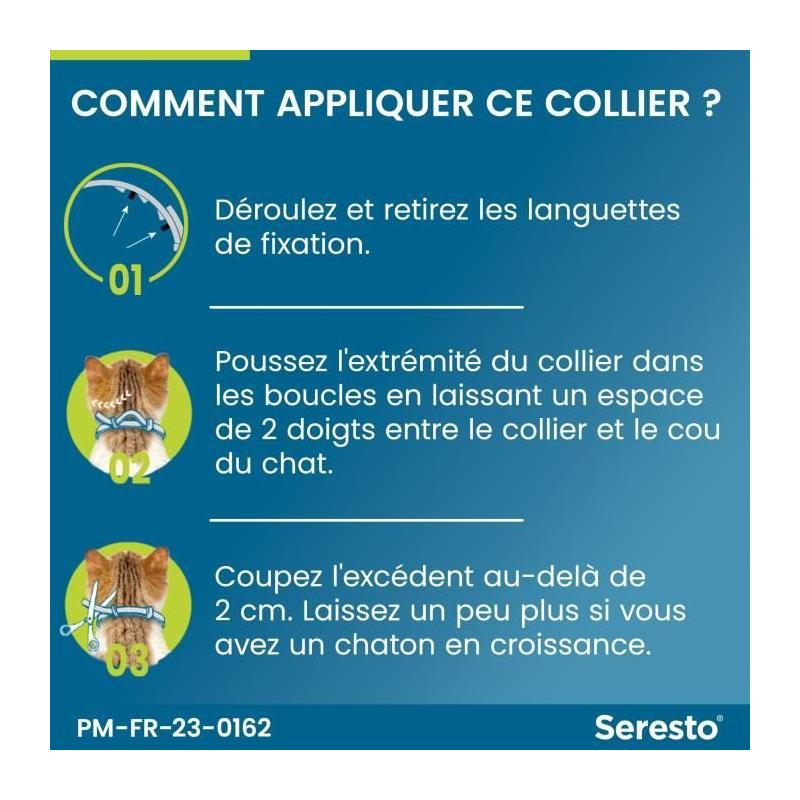 Collier Antipuces et Antitiques Seresto - Protection 7 à 8 mois