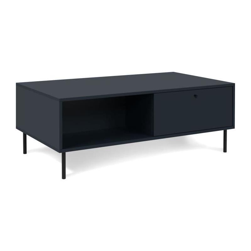 Table basse CARACAS 55A: Bleu marine - 2 tiroirs, 2 niches - 110 x 40 x 60 cm