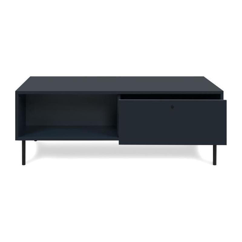 Table basse CARACAS 55A: Bleu marine - 2 tiroirs, 2 niches - 110 x 40 x 60 cm