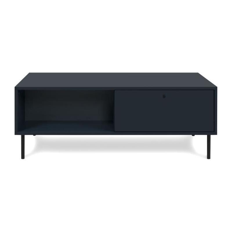 Table basse CARACAS 55A: Bleu marine - 2 tiroirs, 2 niches - 110 x 40 x 60 cm