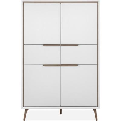 Buffet Haut Arona 53B Blanc/Chêne - 4 portes, 2 tiroirs