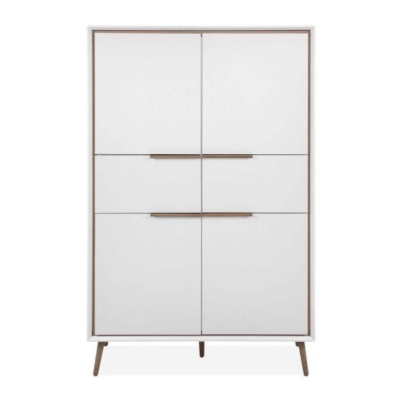 Buffet Haut Arona 53B Blanc/Chêne - 4 portes, 2 tiroirs