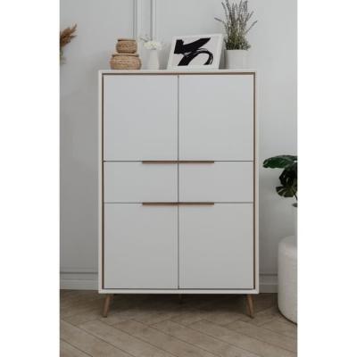 Buffet Haut Arona 53B Blanc/Chêne - 4 portes, 2 tiroirs