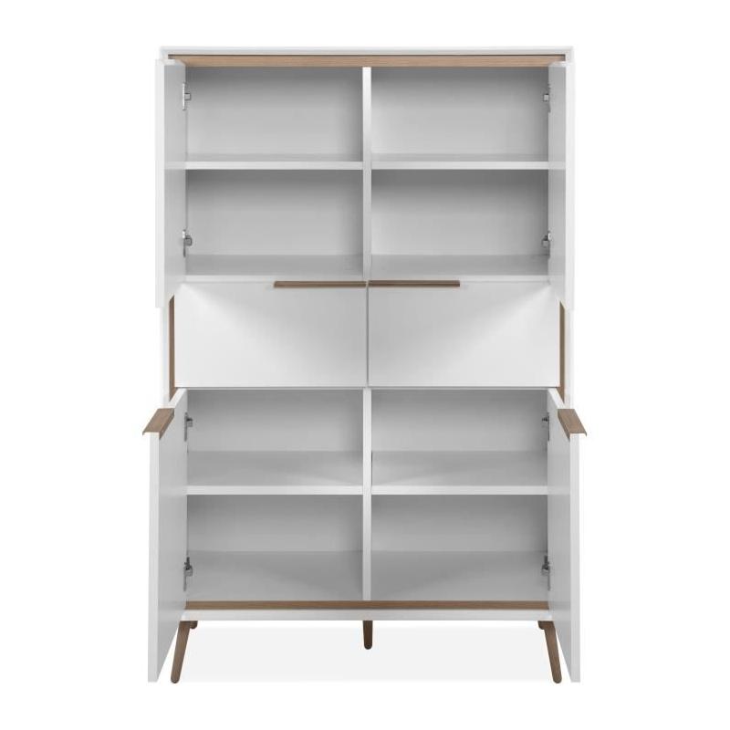 Buffet Haut Arona 53B Blanc/Chêne - 4 portes, 2 tiroirs