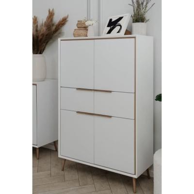 Buffet Haut Arona 53B Blanc/Chêne - 4 portes, 2 tiroirs