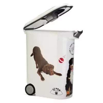 Boîte à croquettes avec roulettes 20 kg - 54L - Love Pets