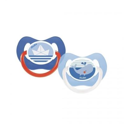 Lot de 2 sucettes physiologiques +6m avec motifs bateau et baleine