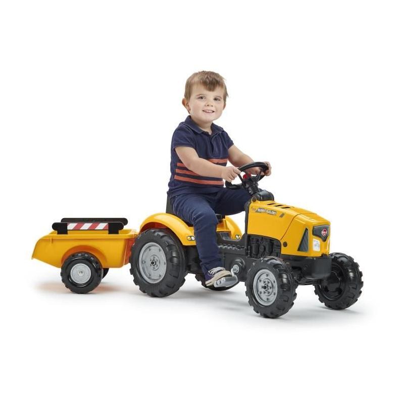 Tracteur à pédales FALK SuperBuilder avec capot ouvrant et remorque - Pour enfants de 2 à 5 ans
