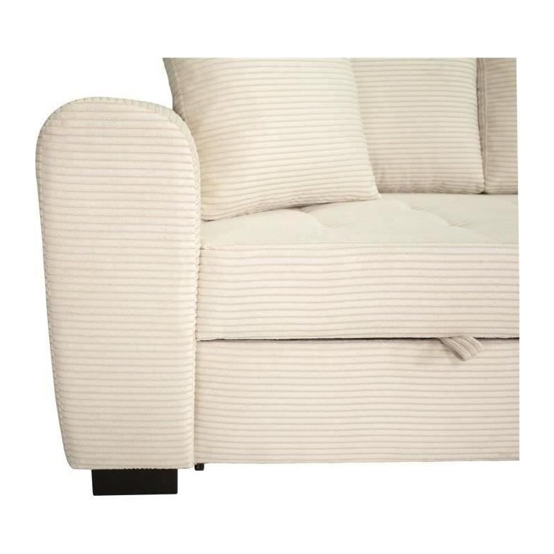 Canapé d'angle convertible réversible - HAMILTON Beige - L 245 x P 150 x H 86