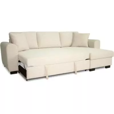 Canapé d'angle convertible réversible - HAMILTON Beige - L 245 x P 150 x H 86 Canapé d'angle convertible réversible - HAMILTON Beige - L 245 x P 150 x H 86