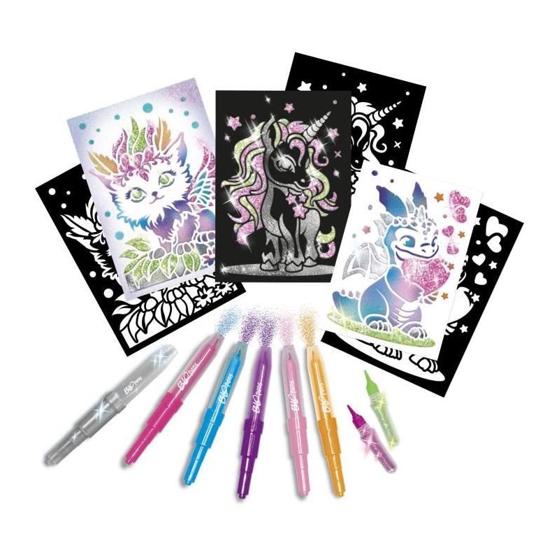 Blopens LANSAY: Créatures pailletées avec 6 pochoirs