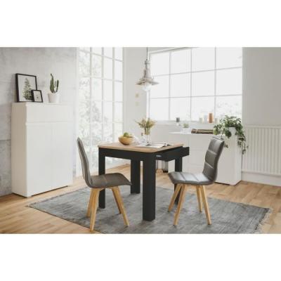 Table OSLO - Rectangulaire - 4 personnes - Noir / Chene artisan