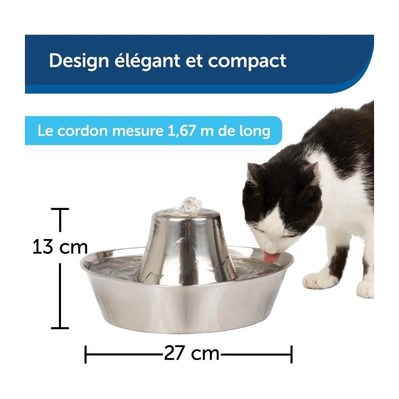 Fontaine pour Animaux PETSAFE SEASIDE Inoxydable 1,8L - Eau filtrée et Silencieuse