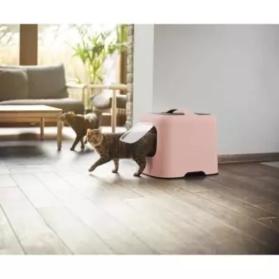 Bac à litière pour chat Rotho Maison - Rose - 51 x 39 x 40 cm