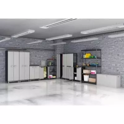 Armoire de rangement utilitaire Linear - Noir et gris - 68 x 39 x 173 cm