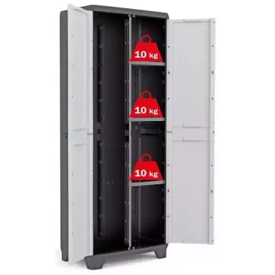 Armoire de rangement utilitaire Linear - Noir et gris - 68 x 39 x 173 cm