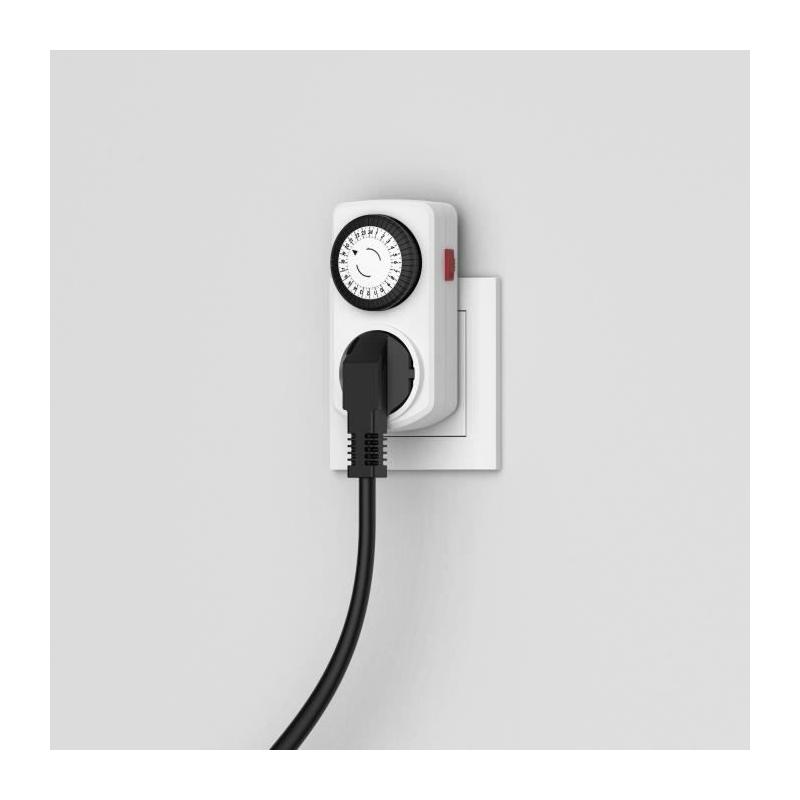 Mini programmateur mécanique journalier GAO - 3680 W - 48 programmes - Blanc