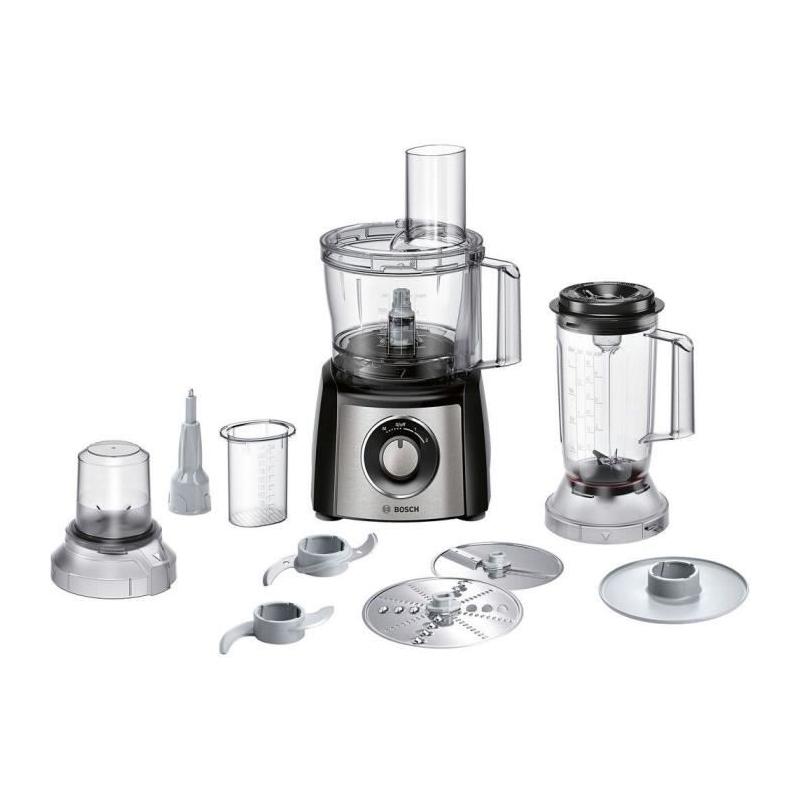 Robot multifonctions Bosch MCM3501M: polyvalence en noir et inox