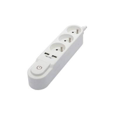Bloc multiprise CHACON avec interrupteur - 3 prises 16 A, 2 sorties USB 2 A
